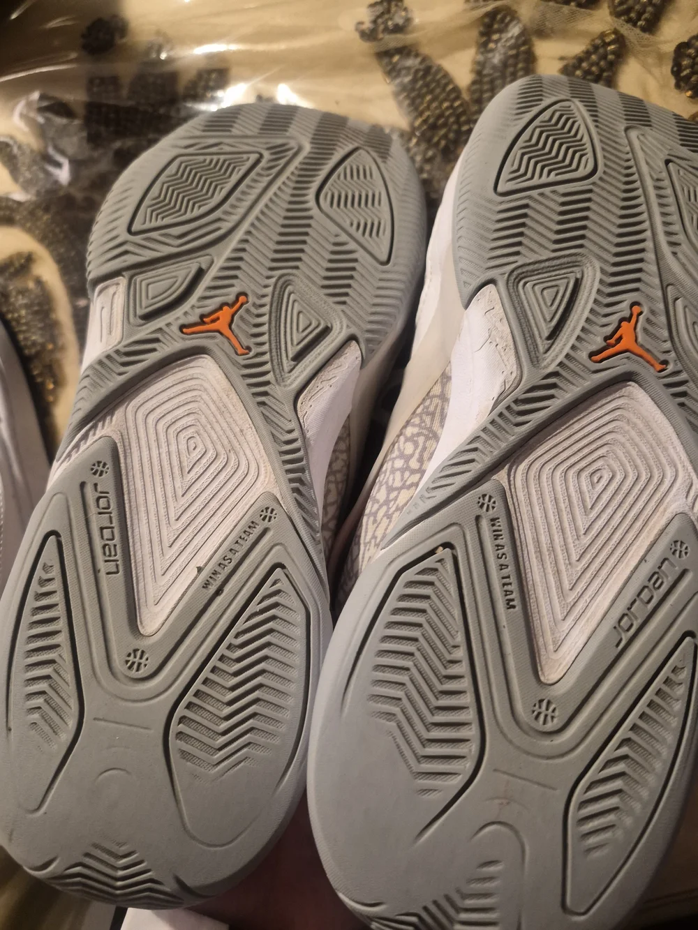 Jordan Men’s Sneakers — White, Light Gray & Orange Accents